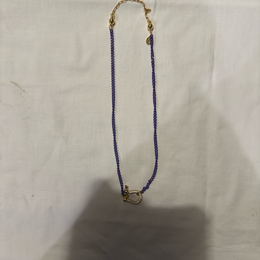 Elegant Purple and Gold Necklace with Beads and Pendant